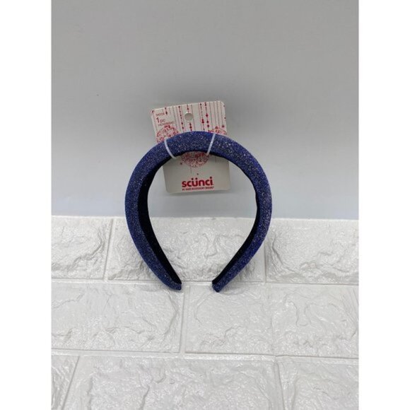 Scunci Headband Dark‎ Blue Silver Sparkle Headband 1 Inch Wide New - Picture 5 of 6